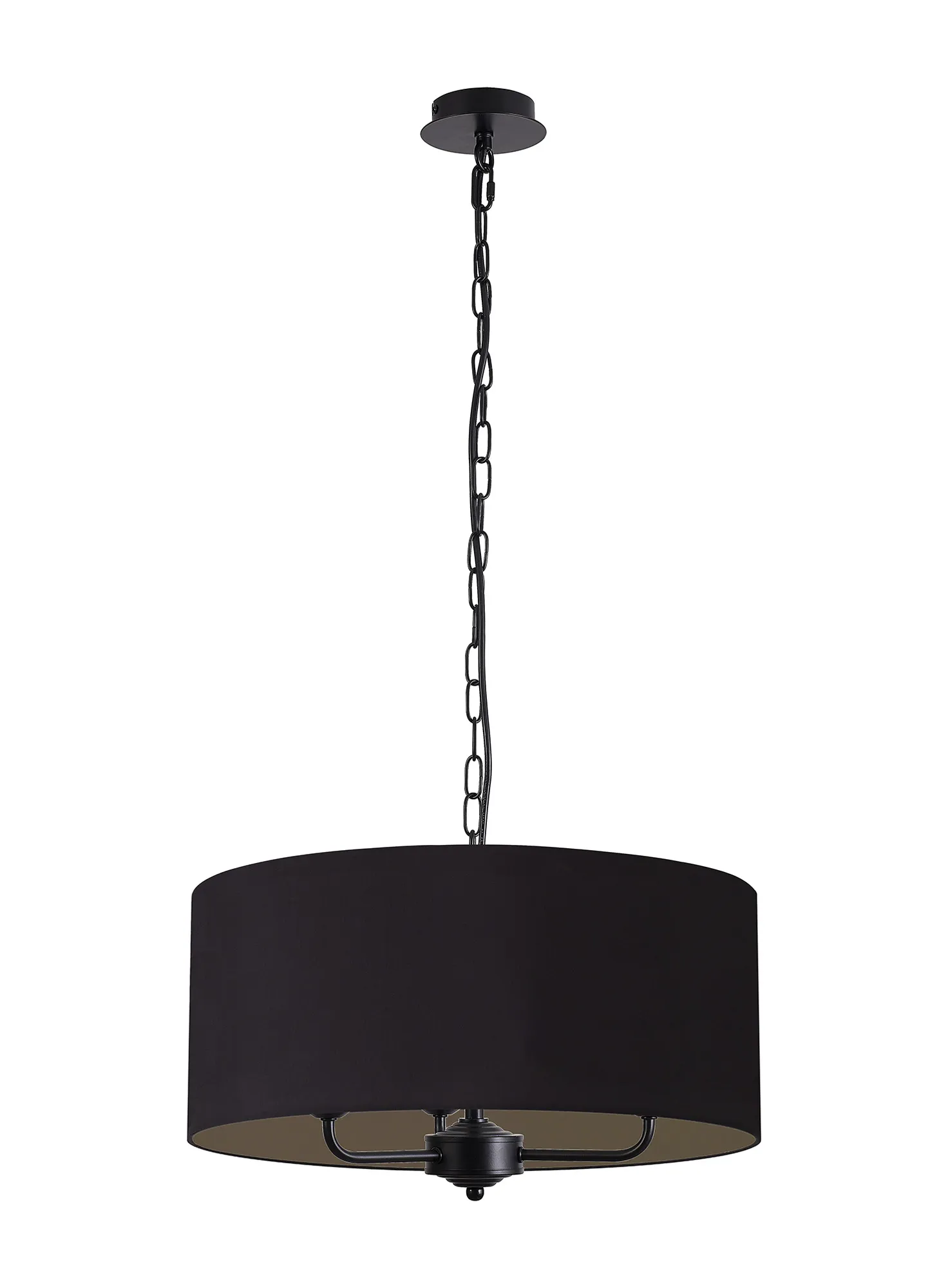 Banyan 50cm 3 Light Pendant Matt Black, Midnight Black/Green Olive DK1035  Deco Banyan MB BL/GR